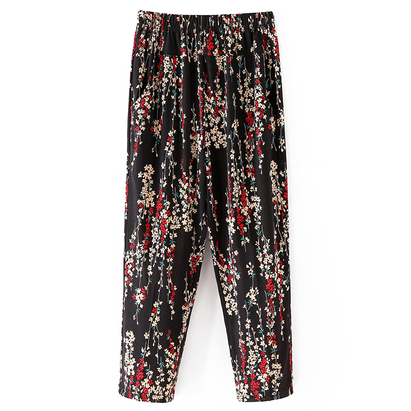 XL-8XL été femmes sarouel décontracté taille haute pantalon imprimé taille élastique femmes d'âge moyen fjSummer bas