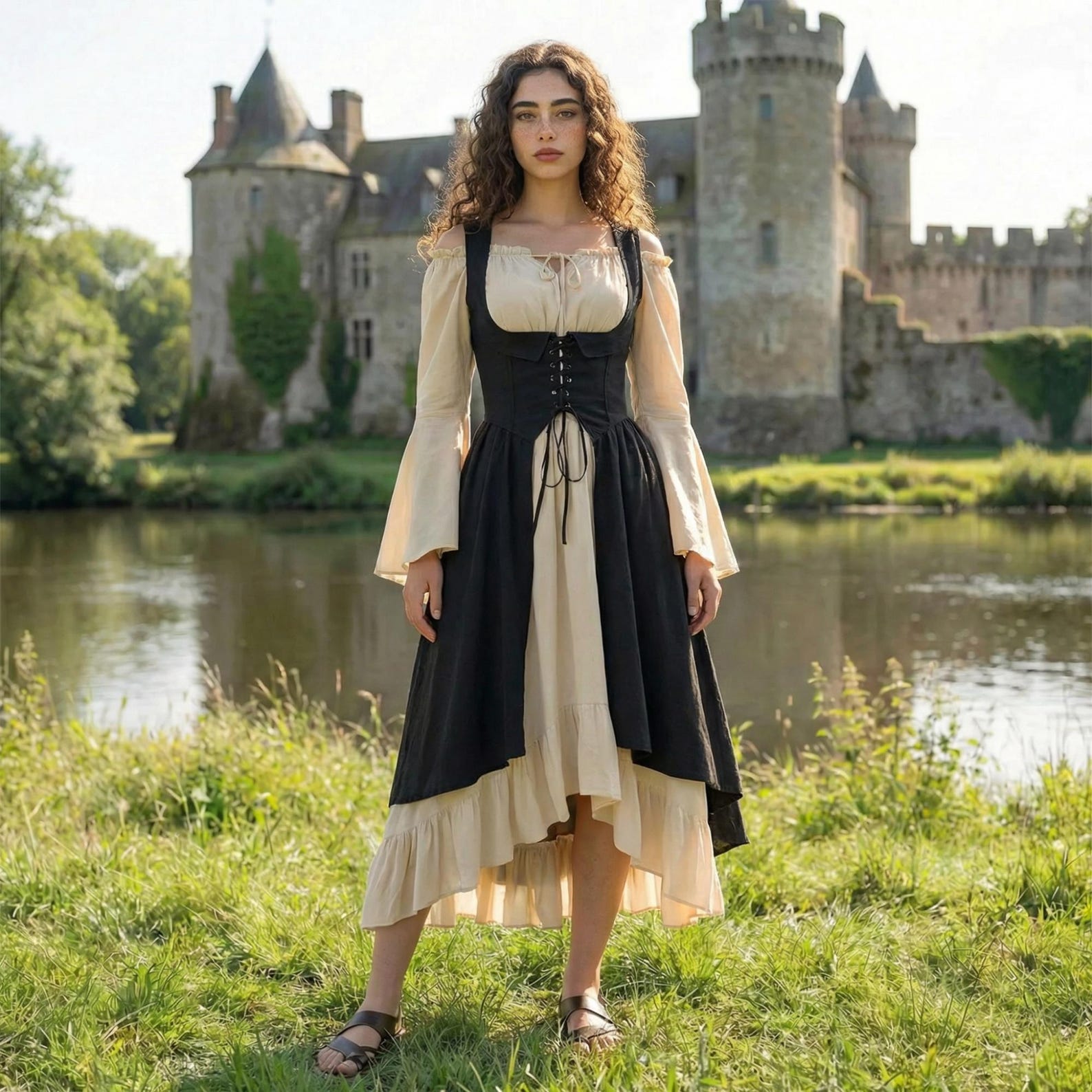Robe médiévale de cosplay, costume de pirate vintage, robe irlandaise pour la danse, les fêtes et les bals