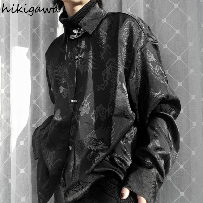 Chemisier Vintage pour femmes, vêtements De Style chinois Harajuku, mode Dragon Jacquard Y2k, chemises surdimensionnées, 2025 Blusas Mujer De Moda