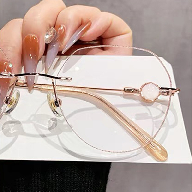 Lunettes de lecture anti-lumière bleue sans monture élégantes pour femmes, style INS, monture large, ultra-légères