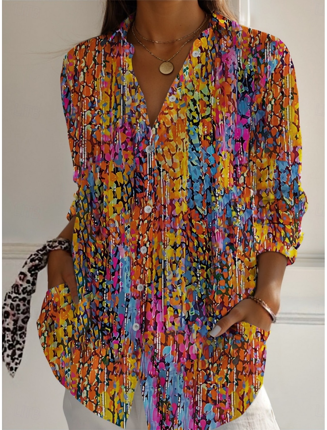 Chemise femme Floral Active Chemisier élégant Col à revers Chemisier Mode Femmes Chemise à manches longues Vêtements pour femmes Vêtements féminins