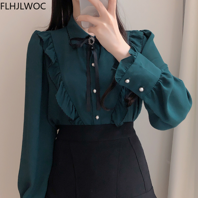 Femmes volants mignon nœud papillon hauts Style Preppy Vintage japonais corée Design bouton élégant formel chemises blanches Blouses