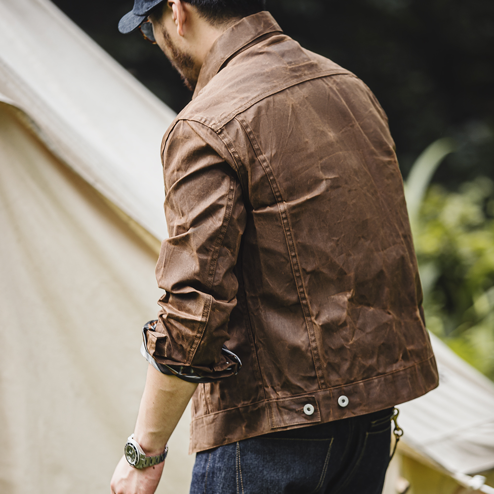Maden Amekaji-Veste Rétro Cirée à l'Huile pour Homme, Uniforme Militaire en Toile de Coton, observateur, Décontracté, Travail, Style Safari, Vêtements CombMan