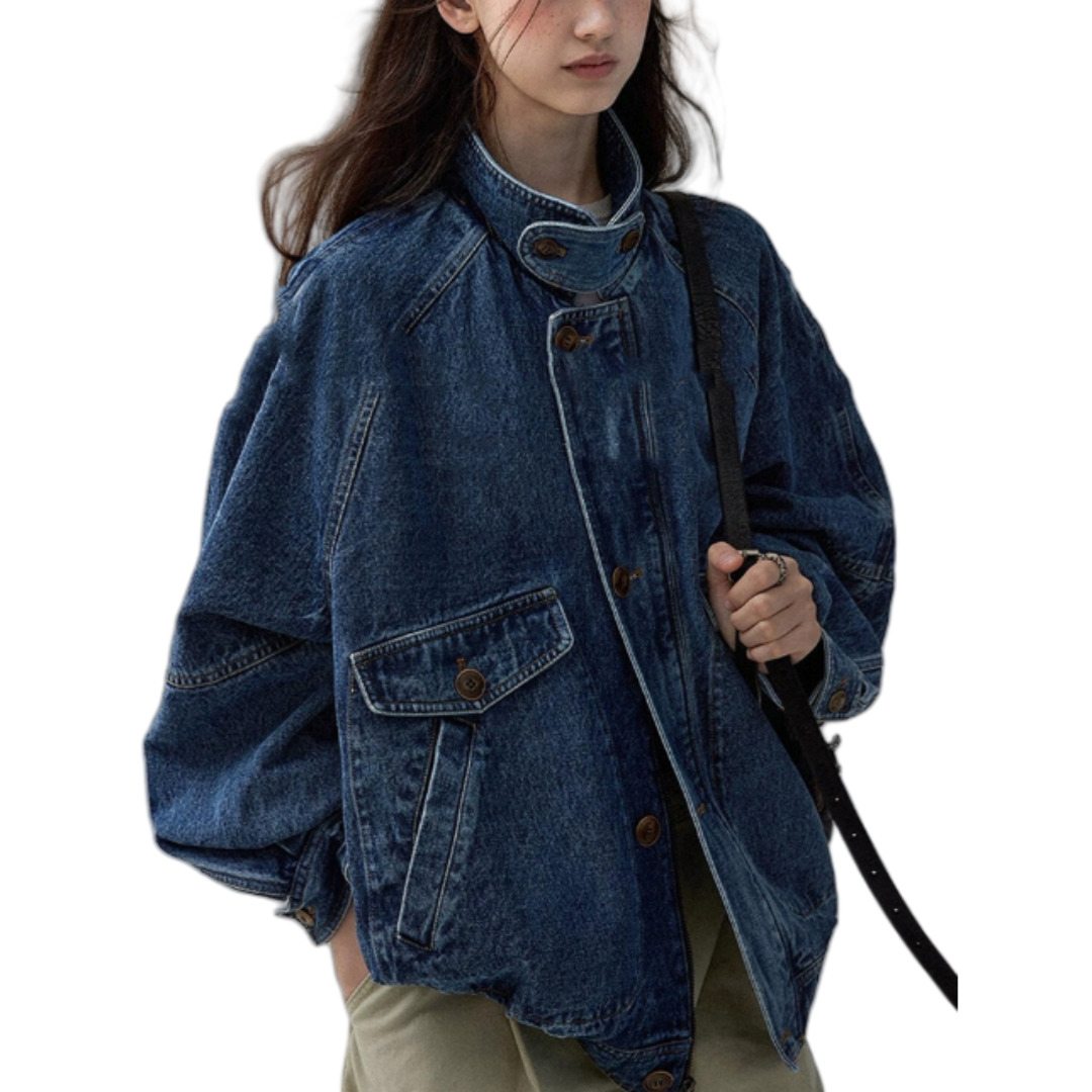 Veste en jean pour femmes, nouvelle veste en jean bleu rétro américain pour femmes, Design Unique, Style de vêtements de travail, automne 2025