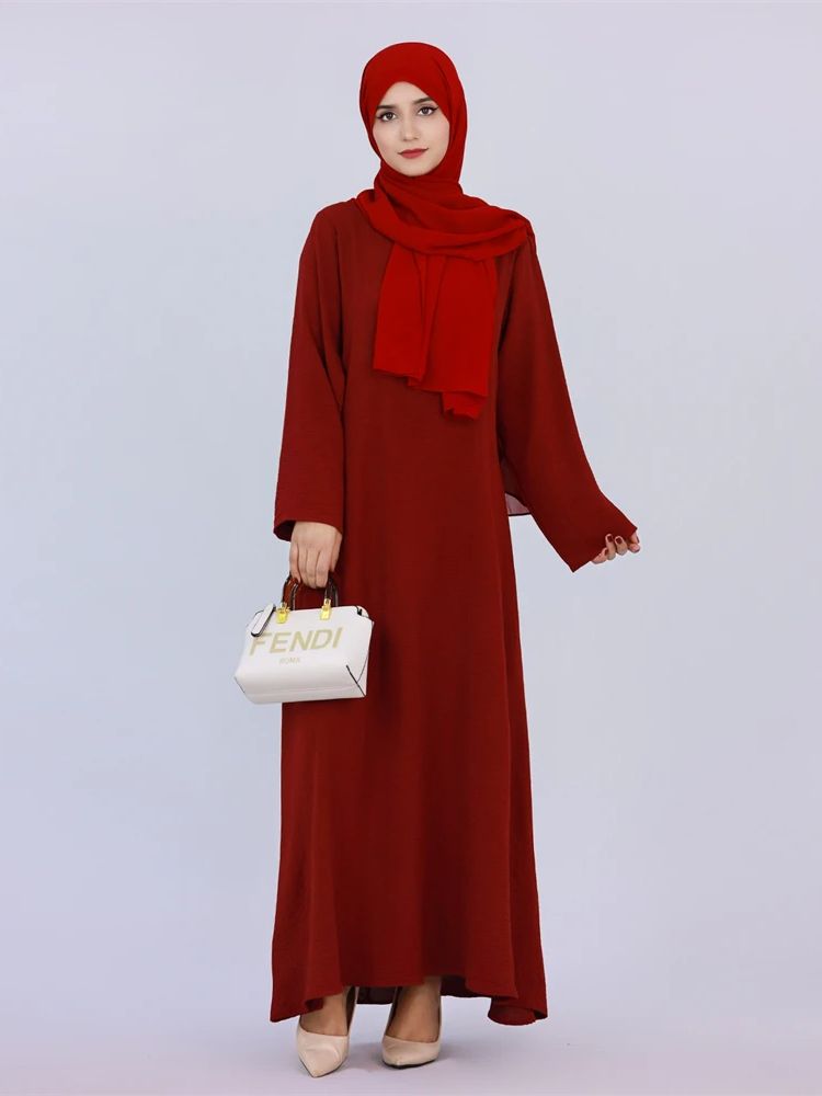 Robe de prière musulmane en lin pour femmes, Kebaya, Kebaya, Islam, Modeste, Monochromatique, Ramadan, Eid, Dubaï, Turquie, Kaftan