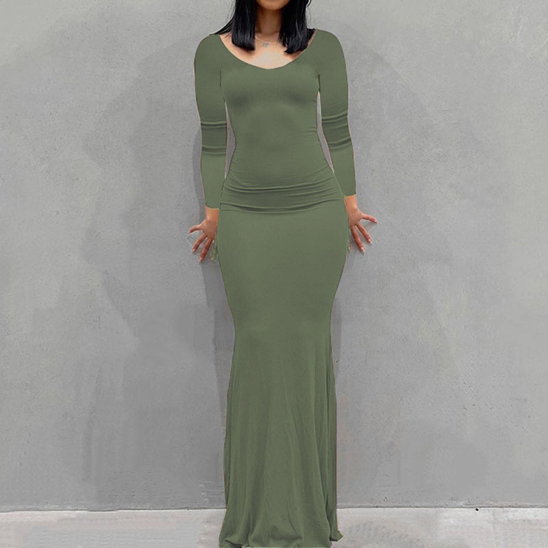 Robe longue décontractée pour femmes, slim, manches longues, pour la maison, nouvelle collection