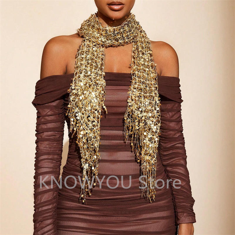 Vintage doré scintillant frange écharpe fête châle femmes luxe foulard paillettes déco enveloppes frangé mariée demoiselle d'honneur mariage Cape