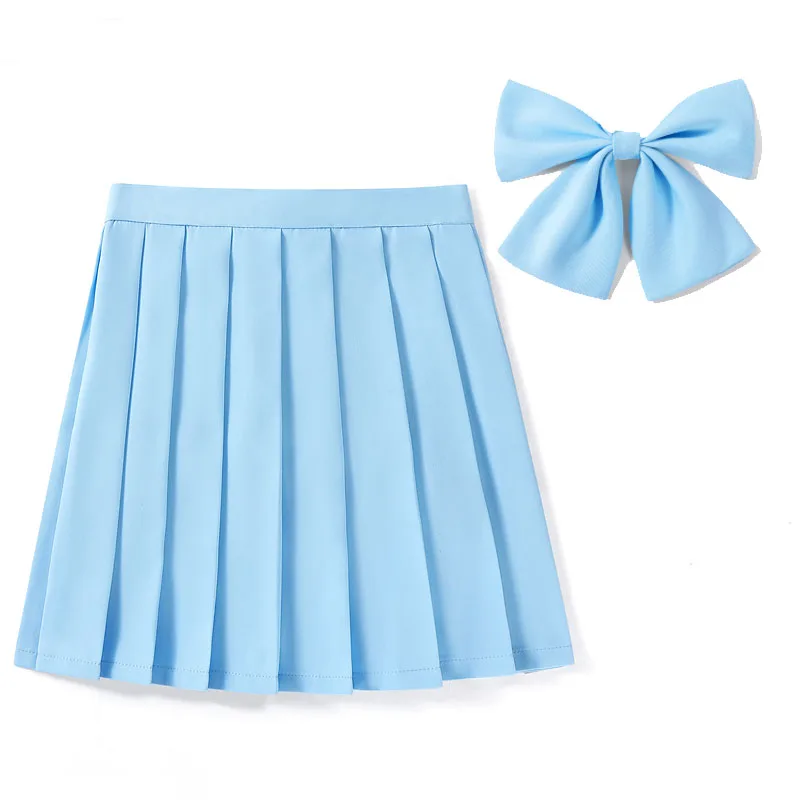 XS-5XL femmes jupe plissée avec cravate noeud papillon Harajuku Preppy Mini uniformes scolaires japonais filles été Kawaii jupe courte fille