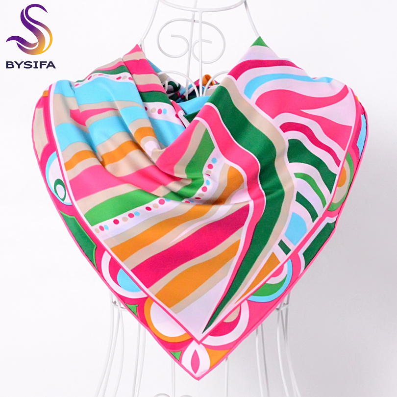 BYSIFA – grand foulard en sergé rose et carré pour femme, accessoires à la mode, collection automne et hiver, 90x90cm