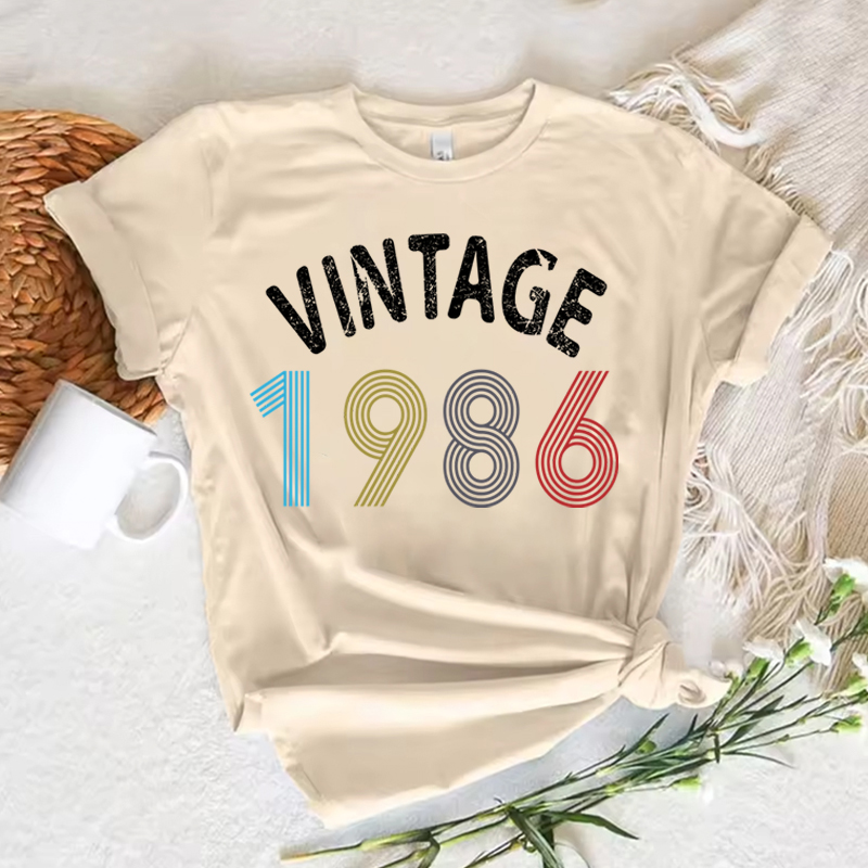 T-shirt vintage pour femme, original, avec graphique d'anniversaire 1986, pour 40e anniversaire, cadeau pour femme