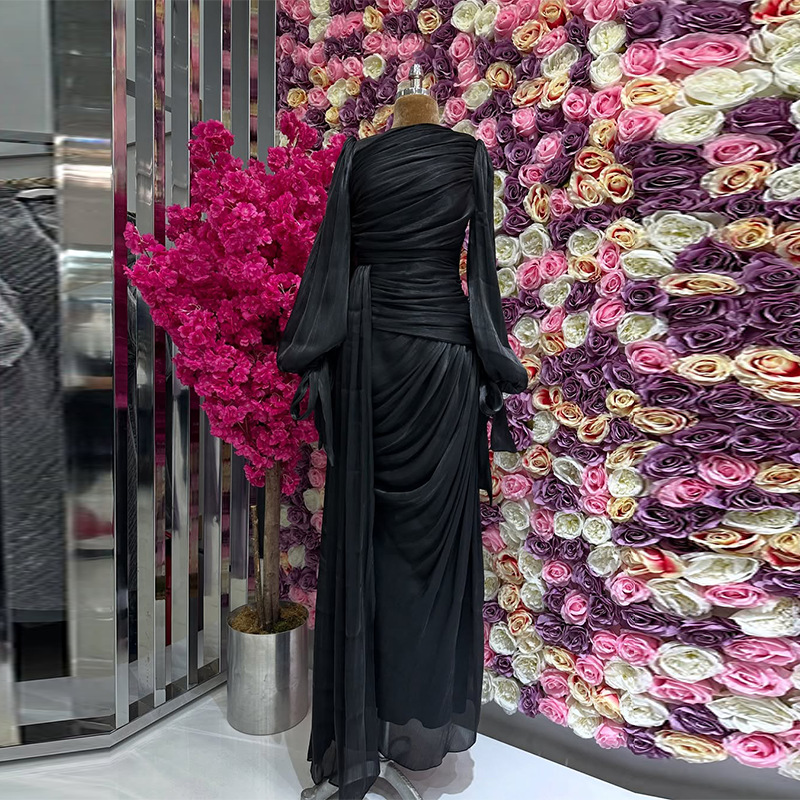 Vêtements islamiques, mode modeste, kaftan, robe en organza de luxe, robe modeste brillante pour femmes, robe de soirée élégante avec volants