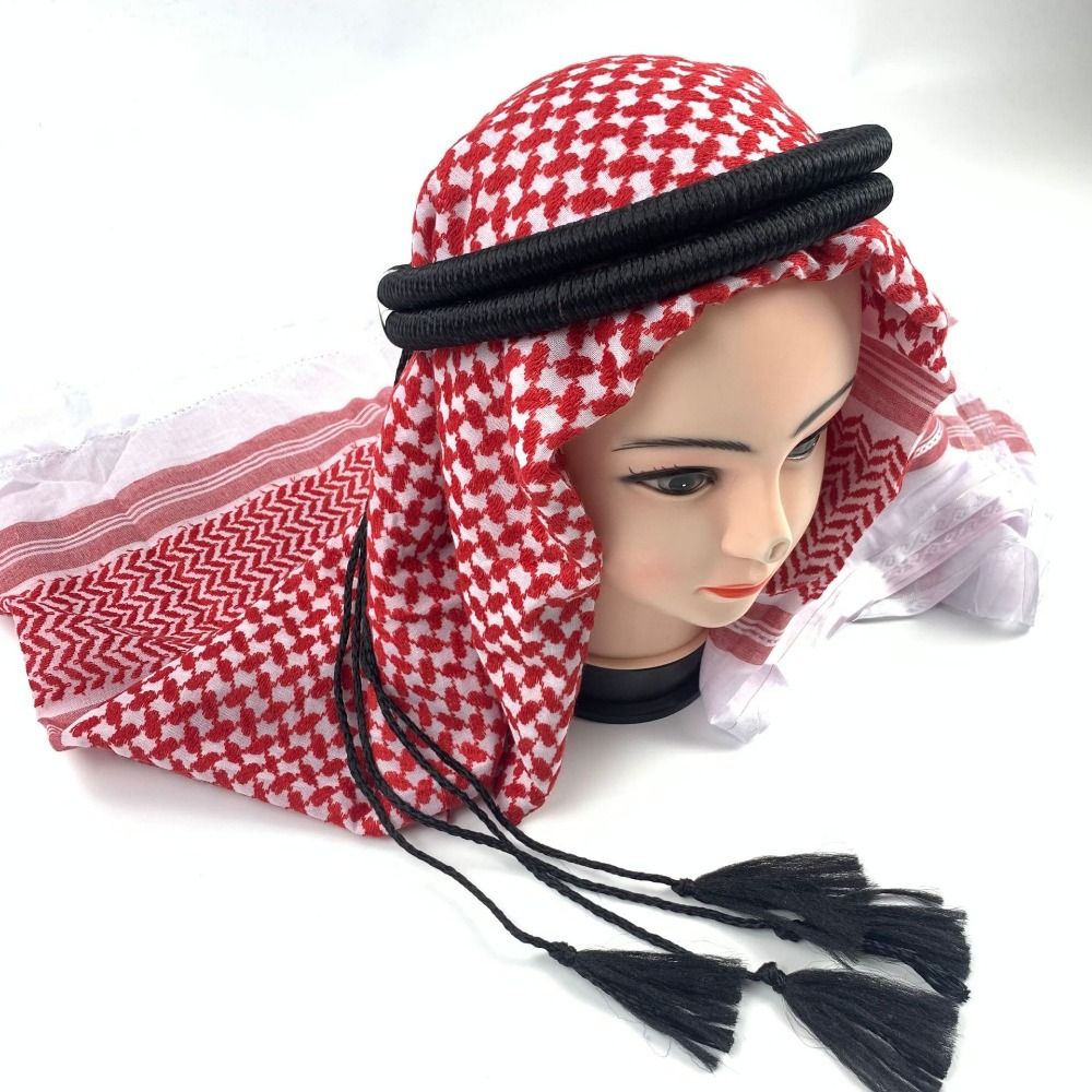 1 pièce Égal Shemagh noir pour homme, accessoire de tête islamique, style saoudien, arabe, Dubaï, avec cordon, pour le désert