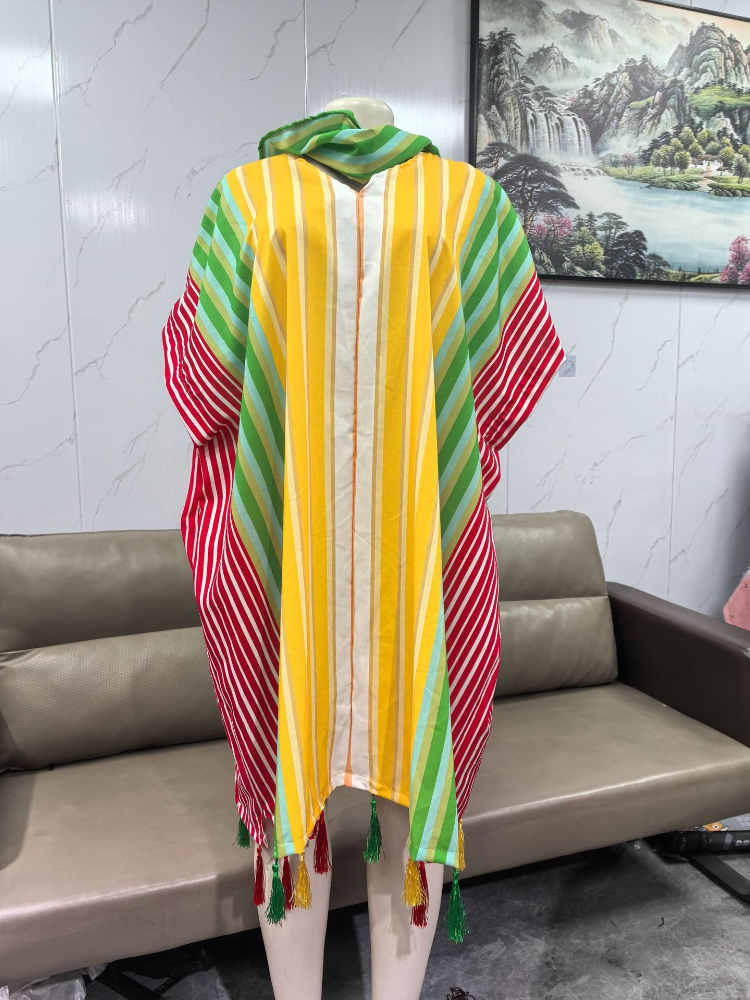 Robe mi-longue à rayures pour femmes, Streetwear Y2k, col en V, taille haute, décontractée, ample, élégante, épissure, travail, fête, Maxi