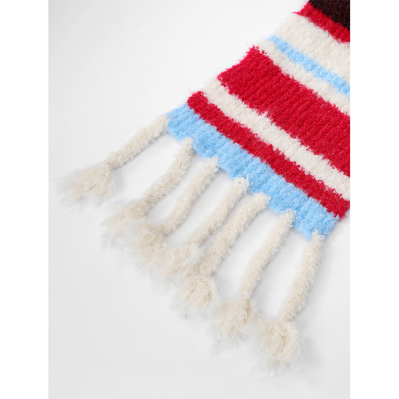 ELFSACK 2025 hiver nouveautés mignon décontracté Preppy doux rayure écharpe en peluche pour les femmes