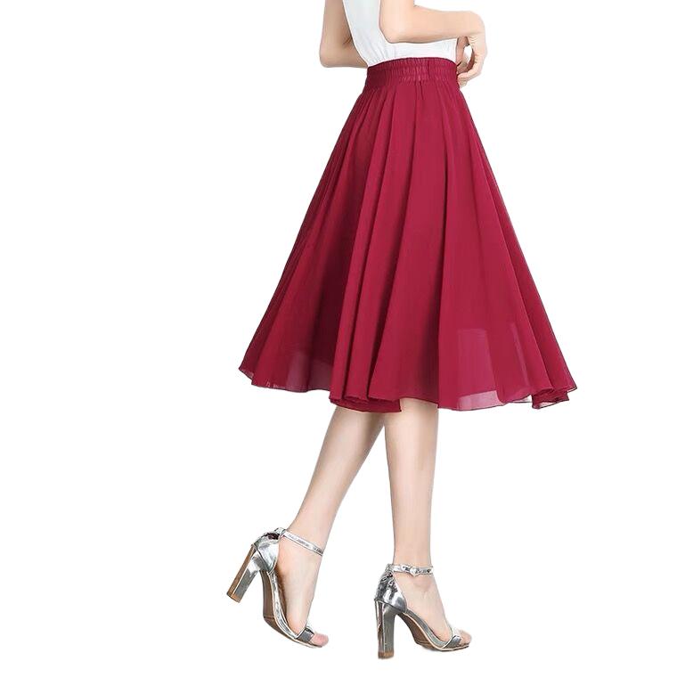Jupe à volants élégante pour femme, mode été, jupe en mousseline de soie basique pour femme de bureau, faldas elegantes de mujer, jupe grande taille