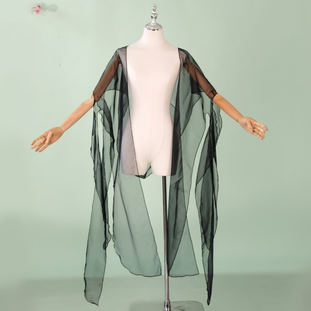 Élégant châle en tulle et dentelle féerique, style chinois ancien, manches aquatiques, accessoires Hanfu pour danse et cosplay