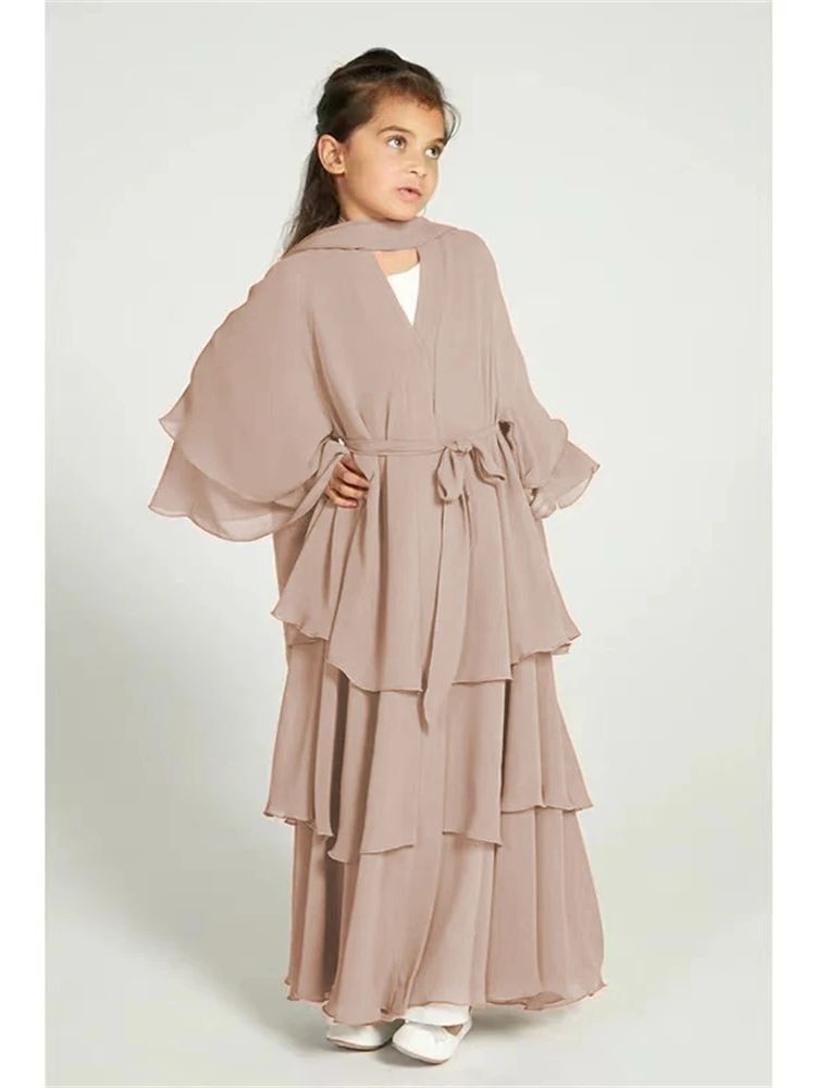 Abaya en mousseline de soie pour enfants, robe musulmane pour Ramadan, Niqab, tiens imar, Dubaï, Turquie, Islam, vêtements de prière pour femmes, Kebaya