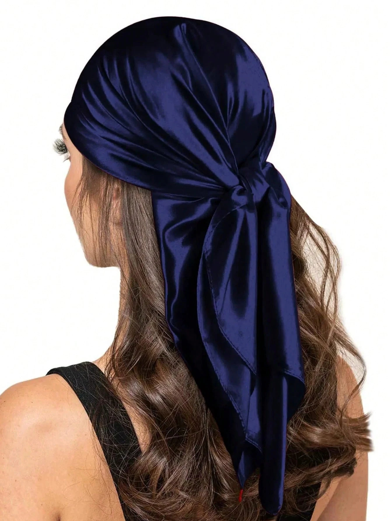 Foulard en soie de luxe pour femmes, mouchoir imprimé en Satin, Bandana uni, foulard polyvalent, accessoire pour cheveux Hijab, 90x90cm