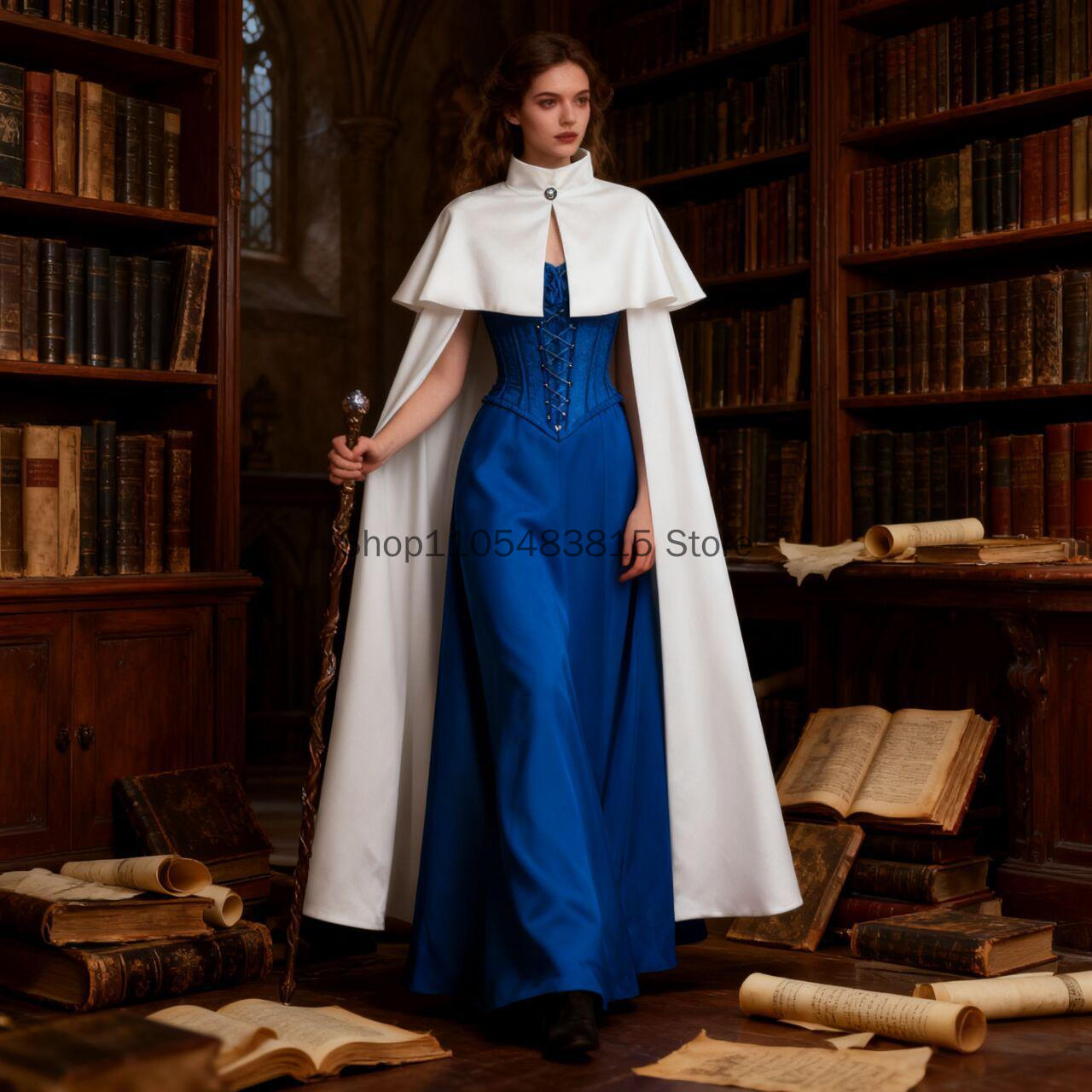 Cape de chevalier pour cosplay d'Halloween adulte, châle rétro à col montant, manteau de princesse Renaissance, étole de prêtre, robe de noble victorien