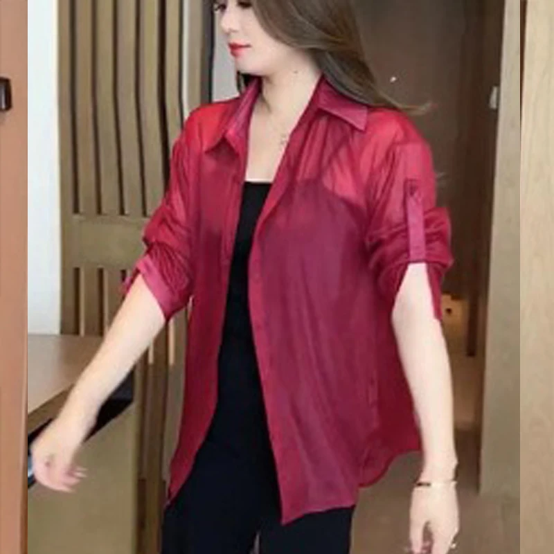 Chemises col chemise en mousseline de soie pour femmes été décontracté ample à la mode Cardigan Protection solaire T-Shirts sur mesure WCS 501152
