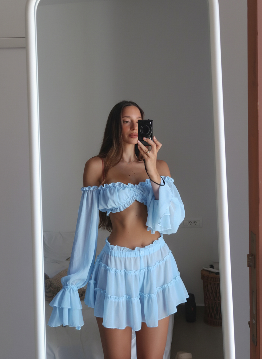 Robes de plage à volants, robes de plage à manches longues pour femmes, robes de plage à taille haute, vêtements de plage d'été.