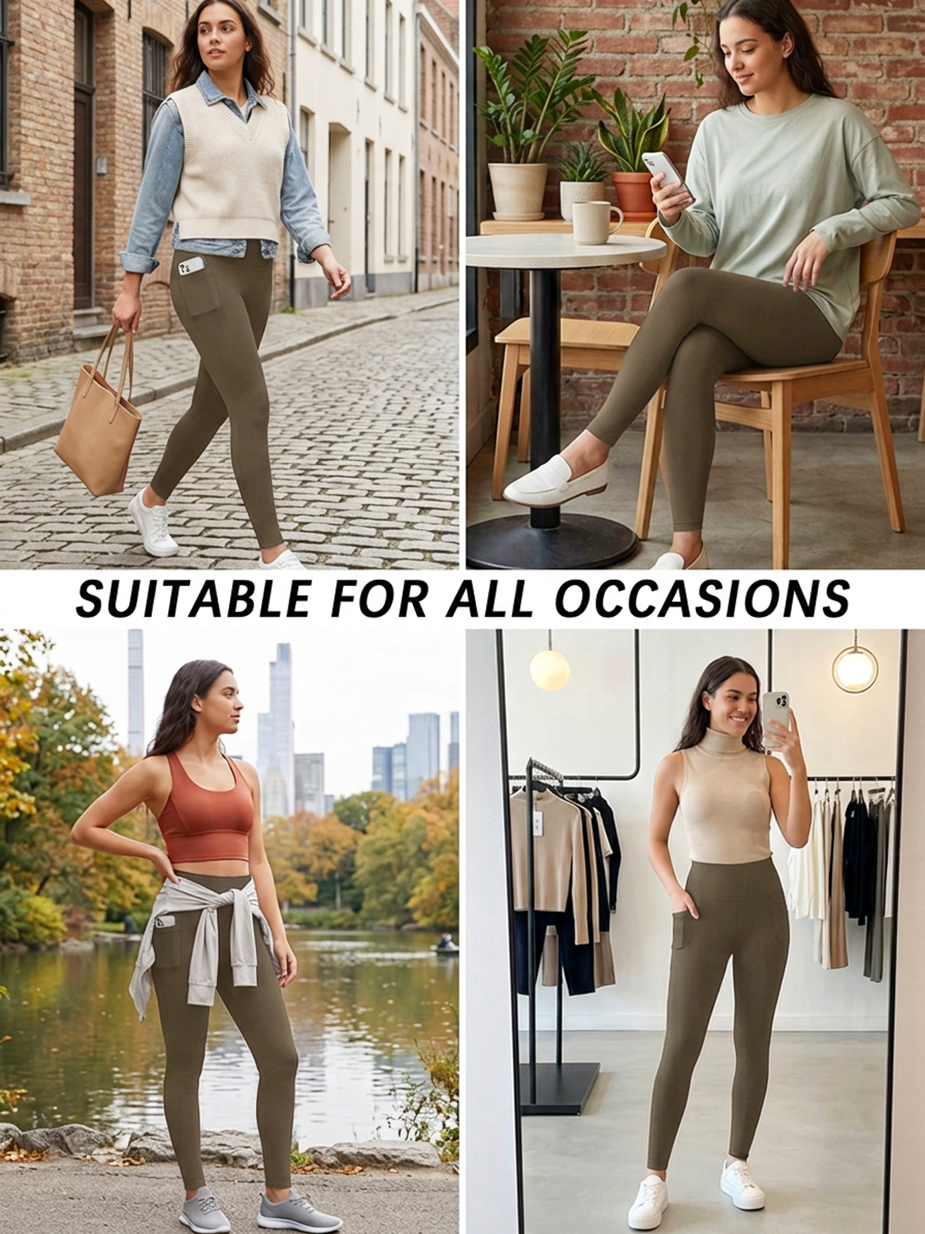 Leggings de sport super doux pour femmes avec poches, taille haute, effet ventre plat, pour entraînement, yoga, course à pied