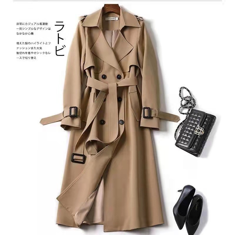 Manteau élégant pour femme, style britannique, automne-hiver, coupe-vent, streetwear, manteau midi décontracté, chic et ajusté pour le bureau