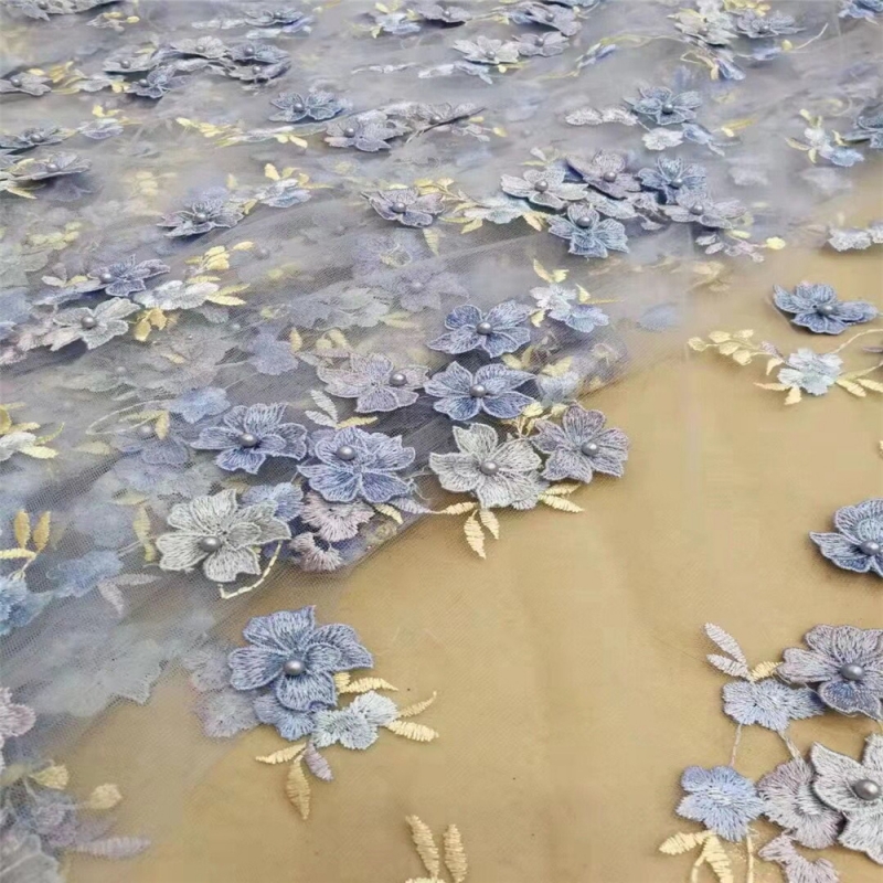 Tissu en dentelle de luxe brodé de fleurs en maille, style africain, haute qualité, fait main, appliqué 3D, pour robes de mariée 2026