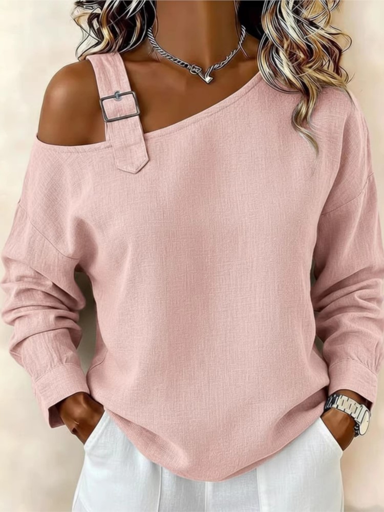 Nouveau T-shirt élégant et décontracté pour femme, idéal pour le printemps, l'automne, le bureau, les fêtes et les vacances, coupe ample, blanc