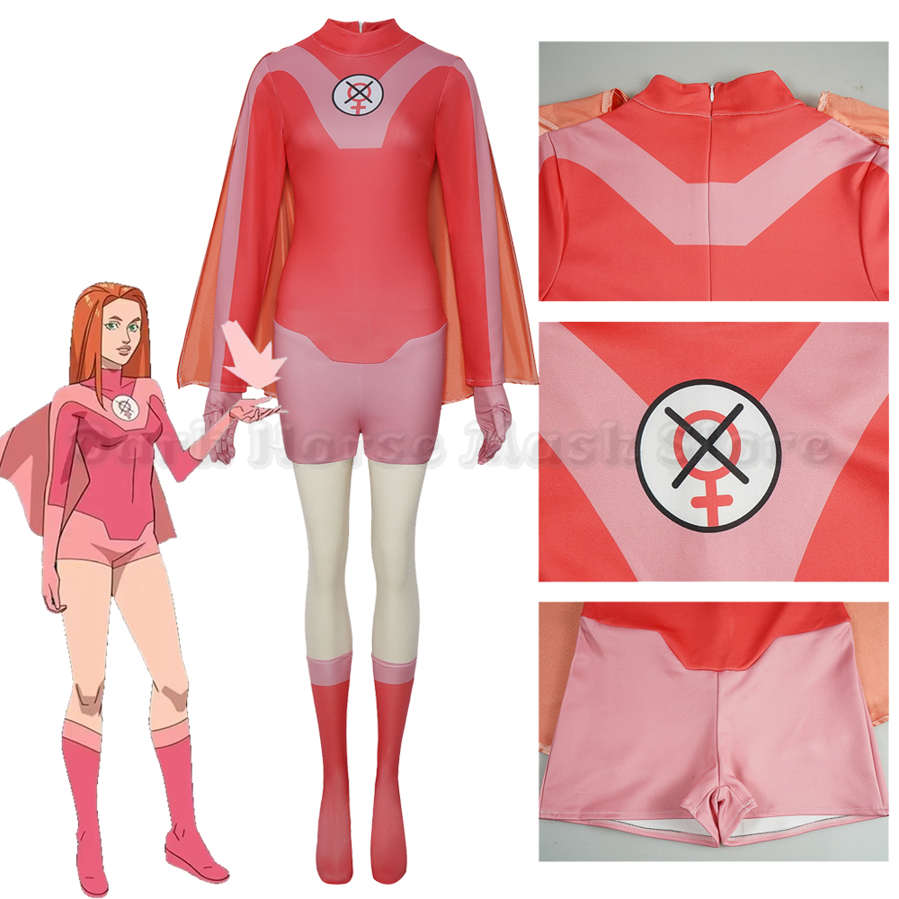 Costume de cosplay Anime Atom Eve, combinaison Invincible Eve Wilkins, cape, tenue pour femmes adultes, costume d'Halloween