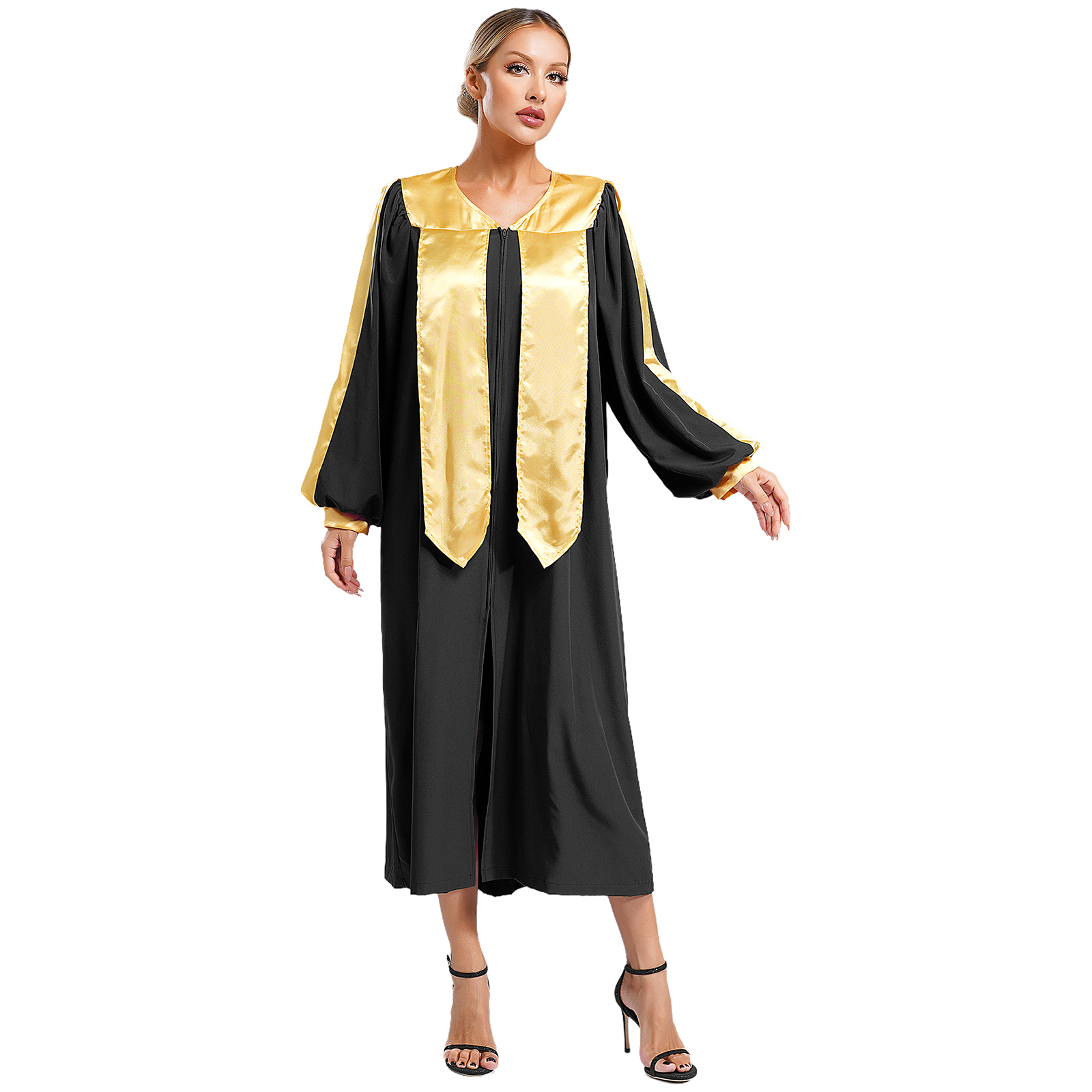 Robe de Pasteur pour Hommes et Femmes, Soutane de Chorale d'Église, Costume de Prêtre pour Fête d'Halloween, Robe Liturgique à Manches Longues, Vêtements de Culte