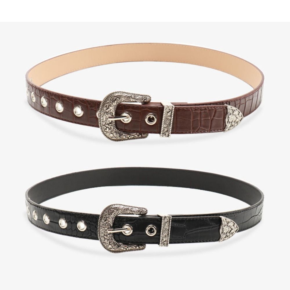 Ceinture décontractée en cuir PU avec boucle ardillon sculptée, style vintage Y2K Hip Hop
