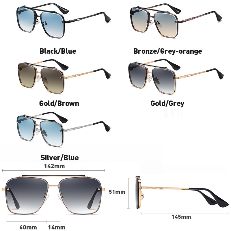 Nouvelles lunettes De Soleil dégradées pour hommes mode métal grand cadre lunettes De Soleil marque Design luxe Lunette De Soleil Homme