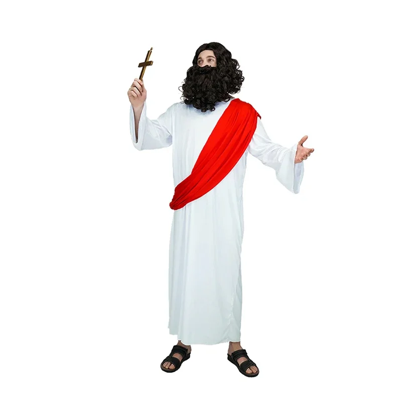 Costume de Cosplay de jésus pour hommes, Robe longue blanche, déguisement pour adultes, Costumes de fête pour jeu de rôle de jésus
