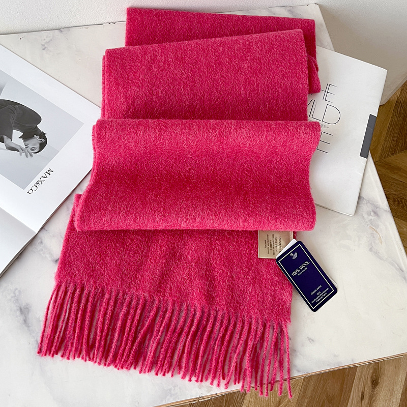 Luxe hiver 100% laine écharpe femmes cachemire mouchoir chaud Pashmina femme châle solide enveloppement doux Bufanda foulards étole 2025