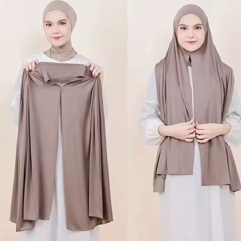 Femmes musulmanes instantanées Hijab grand châle Jersey écharpe douce facile à porter bandeau enveloppement mince respirant pull Ramadan bandeau