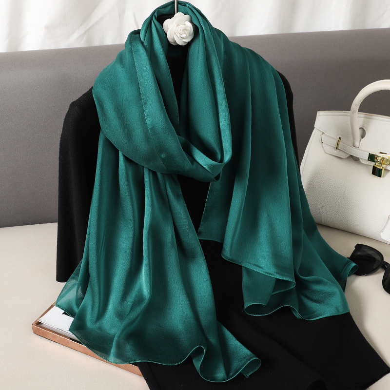 Foulard Foulard en soie châles dame Bufanda élégant solide foulards femmes Sping Pashmina Hijab enveloppes femme plage étoles 2024 luxe