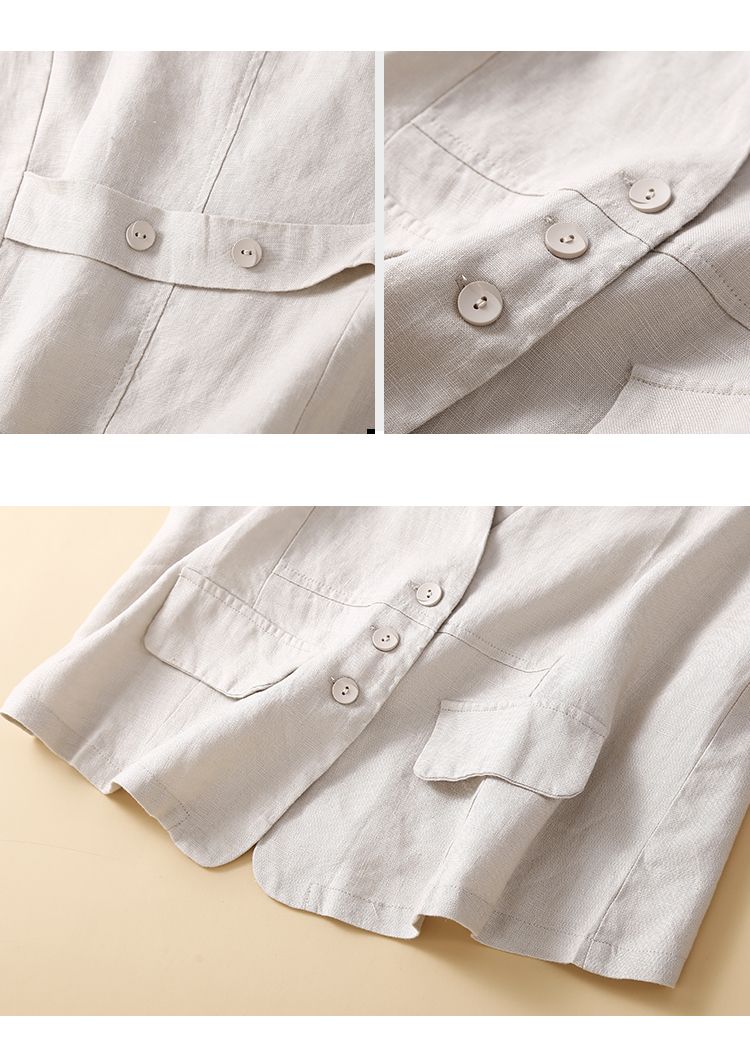 Mode rétro lin gilet été col en v décontracté sans manches gilet coton lin mince veste