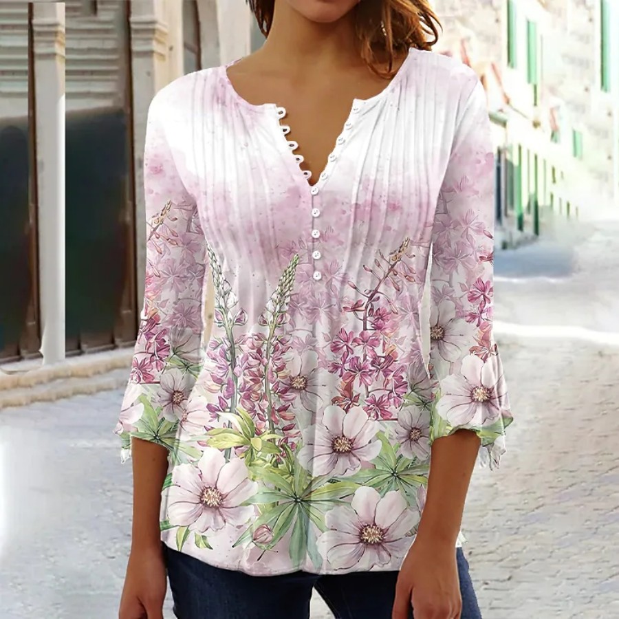 Chemise femme élégante décontracté mode tempérament Blouse chemise imprimée femme haut de rue