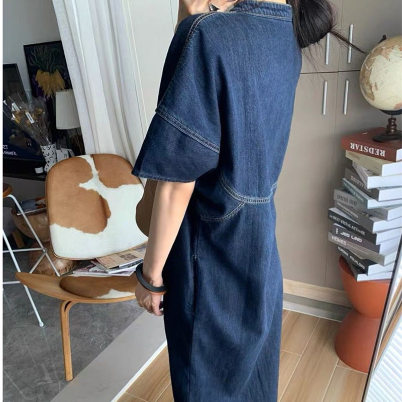 Robes en jean vintage pour femmes, été 2026, robe décontractée en jean fine, taille ample, vêtements féminins, robe KE6062