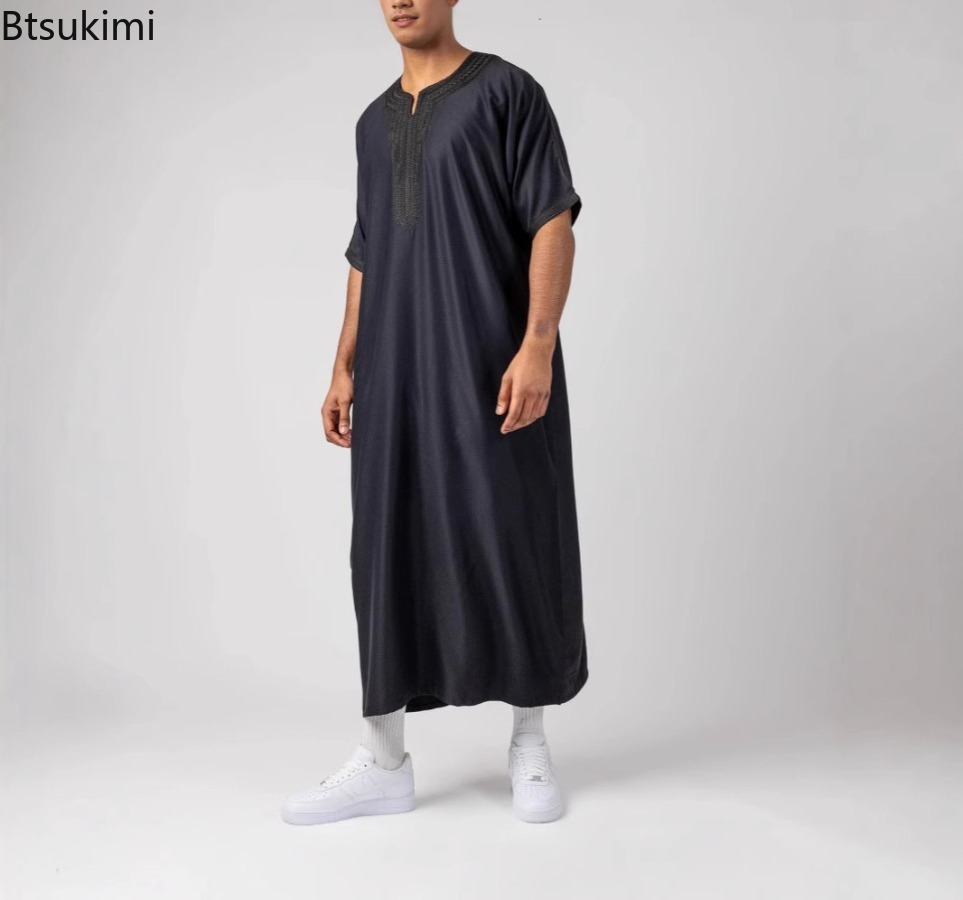 Nouvelle Abaya Musulmane pour Hommes 2026, Vêtement Traditionnel du Moyen-Orient, Thobe Arabe Islamique, Kaftan de Haute Qualité, Robe pour Cadeau de Mari