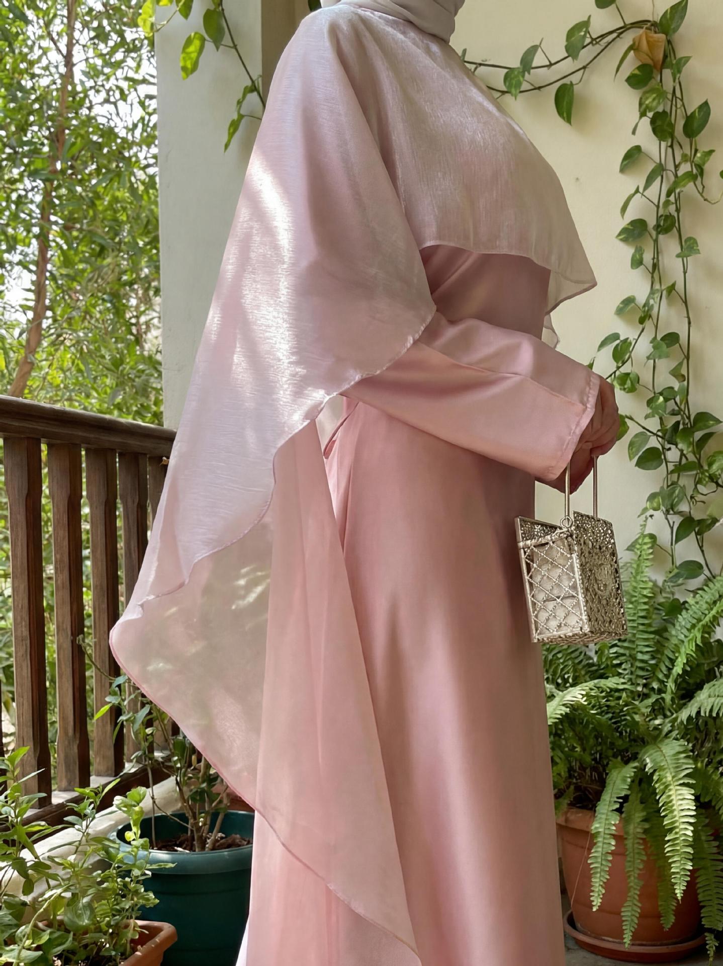 Vêtements islamiques Dubaï Femme Cape rose Abaya Abaya modeste Robe musulmane pour femme Abaya fermée Eid Ramadan Musulmane Femme Vestidos
