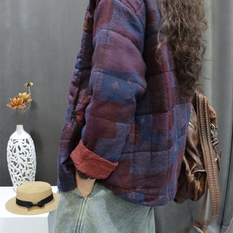 Manteau d'hiver en coton pour femmes, col incliné, marque rétro, Simple, confortable, ample, Design décontracté, mode Niche polyvalente