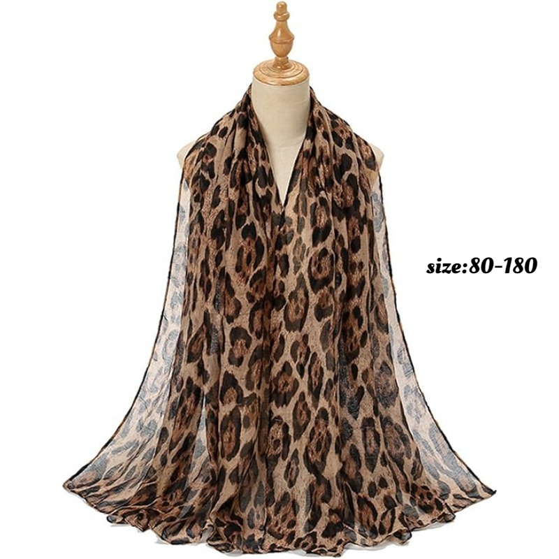 Écharpe légère à imprimé léopard pour femme, couvre-chef tendance, hijab, châle en voile de coton pour la saison printemps, automne, hiver