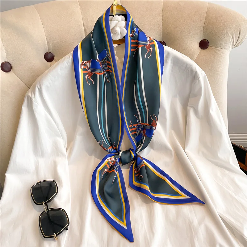 Long foulard maigre bandes de cheveux femmes foulards en soie mode bandeaux sac foulards imprimer bandeau cou écharpe pour dames 14x147 cm