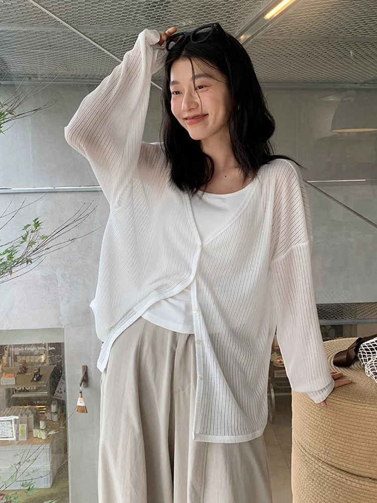 Cardigan en tricot confortable pour femme, élégant, col en V, léger, veste printemps-automne pour usage quotidien, couleur unie, coupe ample
