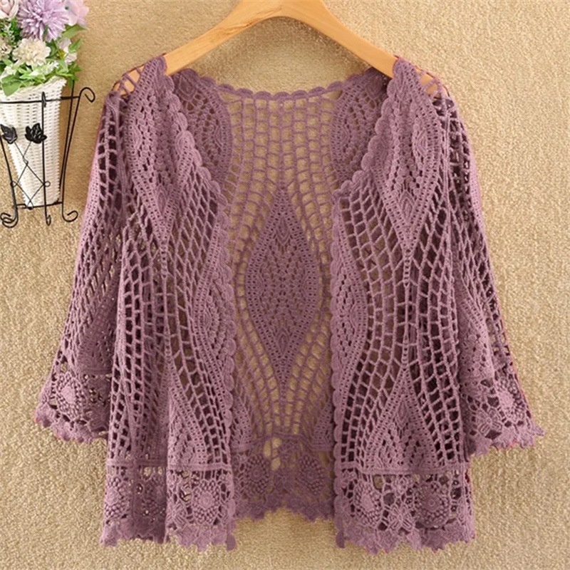 Cardigan tricoté veste femmes printemps été nouveau 2025 châle creux court résistant au soleil hauts femme décontracté tout-match mince dames manteau