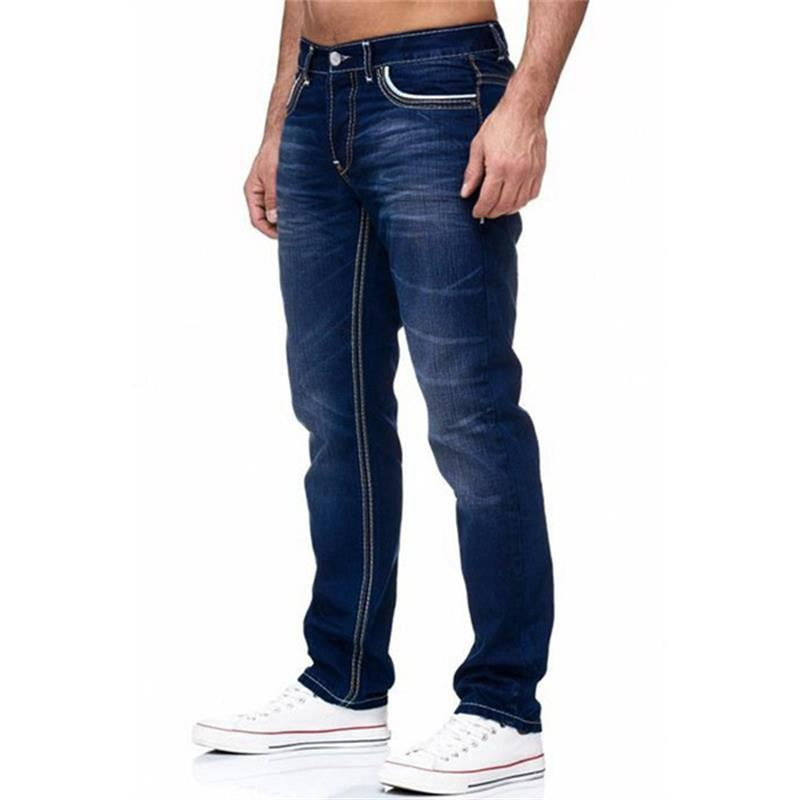 Jean droit hommes lavé sans trou Jean printemps été petit ami Jean Streetwear ample Cacual concepteur Long Denim pantalon pantalon