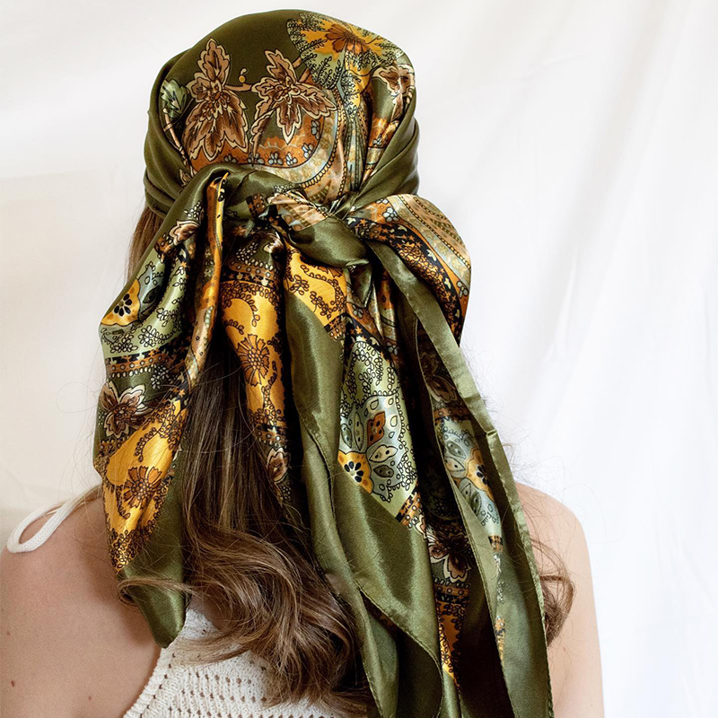 Injchâle-Écharpe carrée en satin pour femmes, foulard Paisley pour la présidence, bandeau de sauna féminin, bandeaux pour cheveux, foulard imprimé, hijab, enveloppes bandana, nouveau