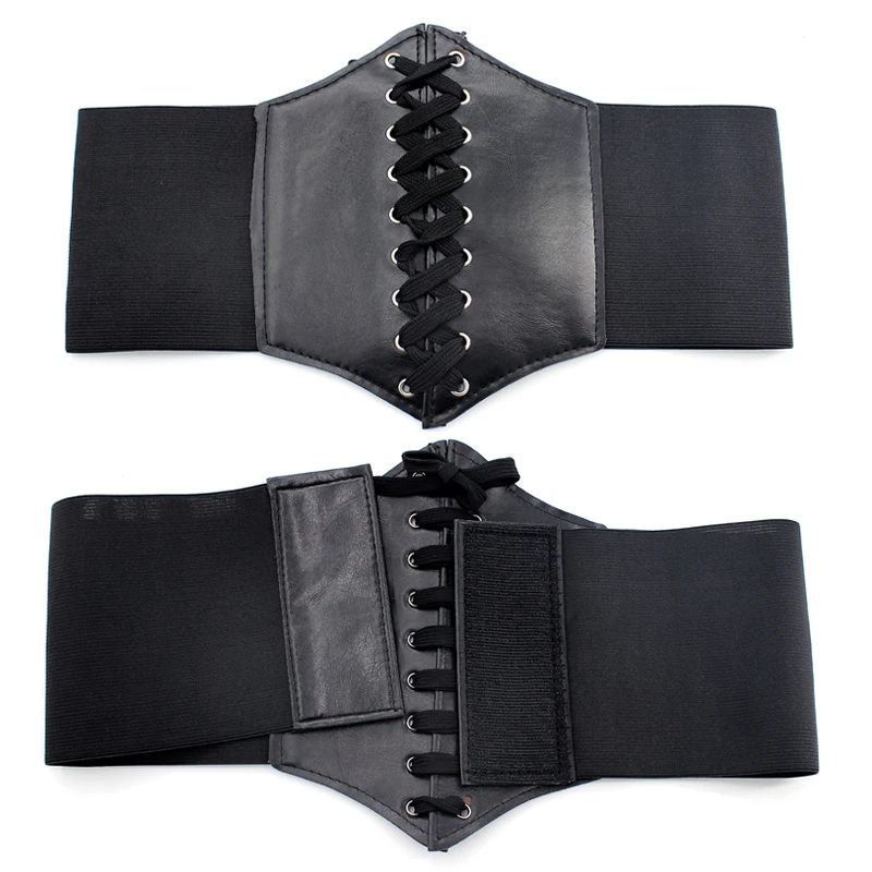 Corset Lolita Gothique en Cuir pour Femme, Large, Amincissant, Taille artificiel astique Sexy